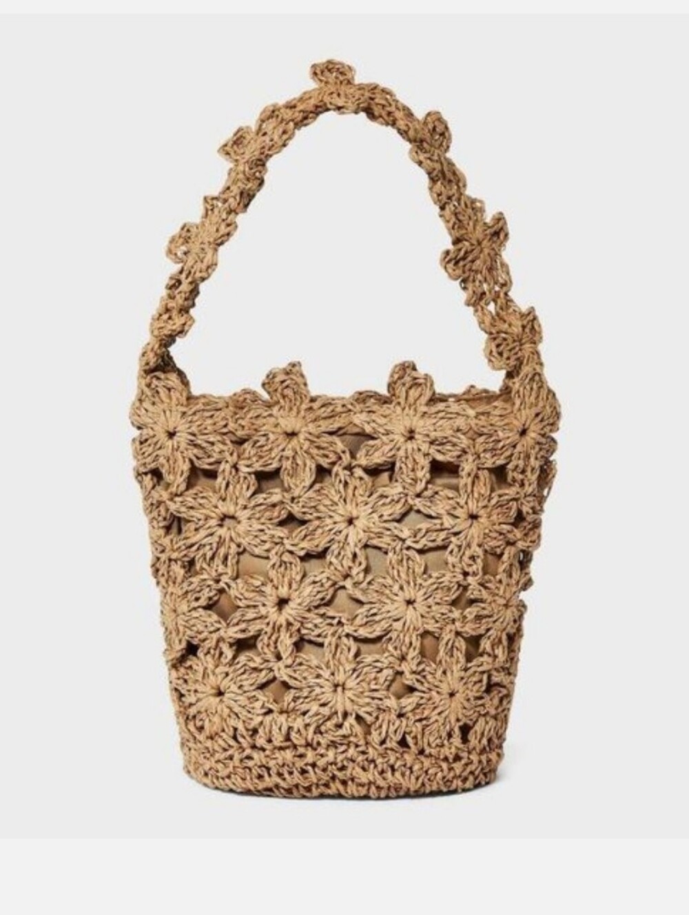 NWT! A New Day, Straw Mini Floral Bucket Bag, Beige, MSRP $30
